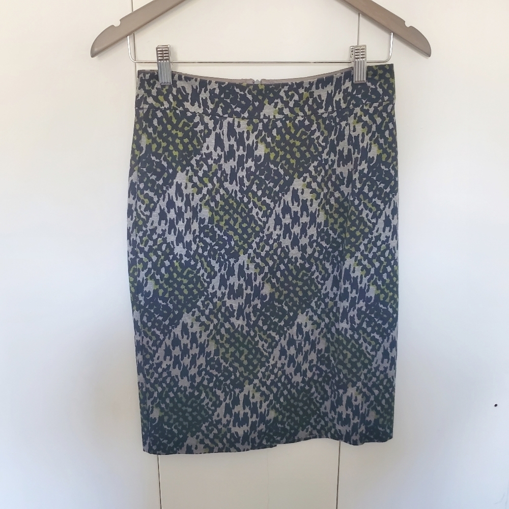TRINA TURK‎ Leopard Print Plaid Pencil Skirt back slit fitted midi career